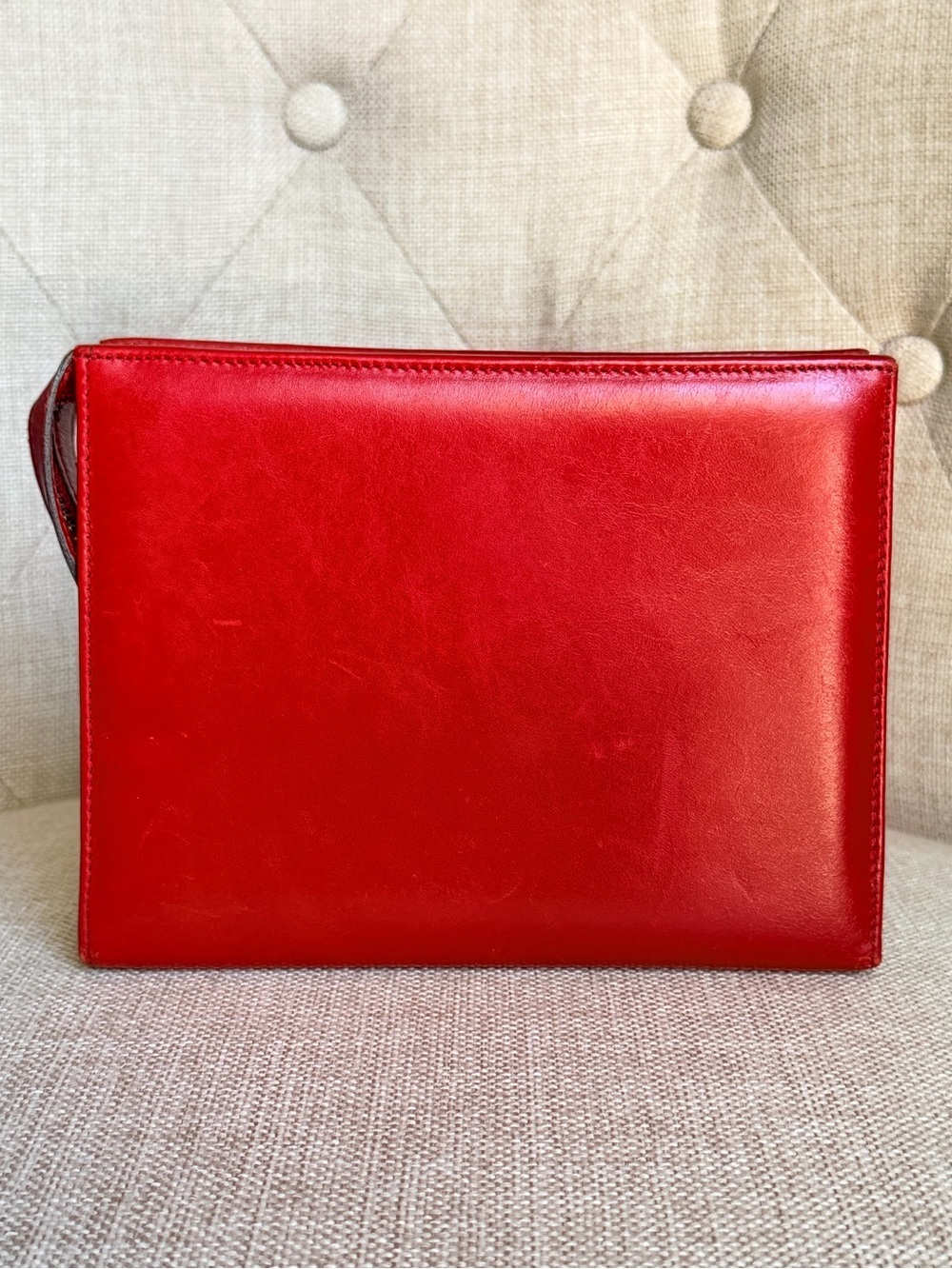 Vintage Salvatore Ferragamo Vara Bow Mini Vanity Case Red Leather Gold Hardware - Picture 3 of 10